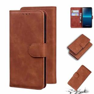 For Sony Xperia L4 Skin Feel Pure Color Flip Leather Phone Case(Brown)