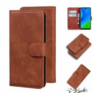 For Huawei P smart 2020 Skin Feel Pure Color Flip Leather Phone Case(Brown)