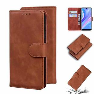 For Huawei Enjoy 10s / P Smart S / Y8p Skin Feel Pure Color Flip Leather Phone Case(Brown)