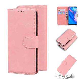 For Huawei P smart Z / Y9 Prime 2019 / Honor 9X Global Skin Feel Pure Color Flip Leather Phone Case(Pink)