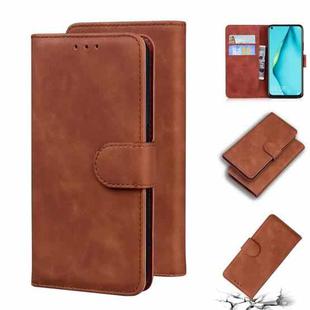 For Huawei P40 lite / nova 6 SE / nova 7i Skin Feel Pure Color Flip Leather Phone Case(Brown)