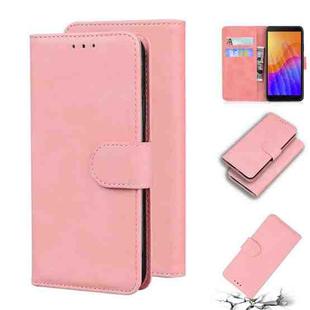 For Huawei Y5p Skin Feel Pure Color Flip Leather Phone Case(Pink)