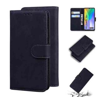 For Huawei Y6p Skin Feel Pure Color Flip Leather Phone Case(Black)