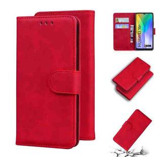 For Huawei Y6p Skin Feel Pure Color Flip Leather Phone Case(Red)