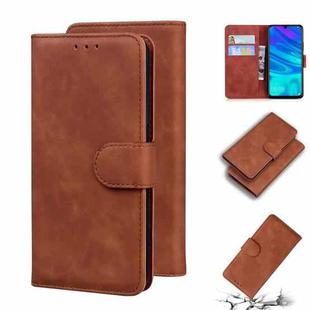 For Huawei P smart 2019 / Honor 10 Lite Skin Feel Pure Color Flip Leather Phone Case(Brown)