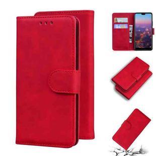 For Huawei P20 Skin Feel Pure Color Flip Leather Phone Case(Red)