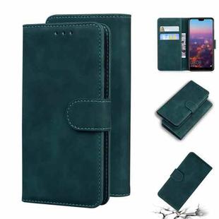 For Huawei P20 Skin Feel Pure Color Flip Leather Phone Case(Green)