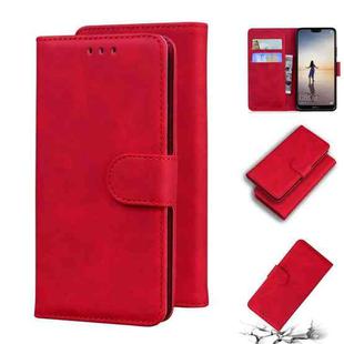 For Huawei P20 lite Skin Feel Pure Color Flip Leather Phone Case(Red)