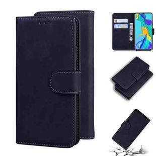 For Huawei P30 Skin Feel Pure Color Flip Leather Phone Case(Black)
