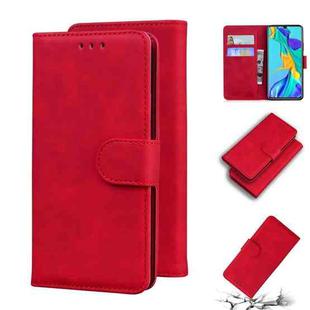 For Huawei P30 Skin Feel Pure Color Flip Leather Phone Case(Red)