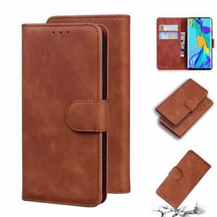 For Huawei P30 Pro Skin Feel Pure Color Flip Leather Phone Case(Brown)