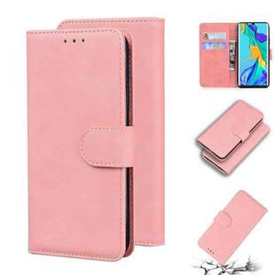 For Huawei P30 Pro Skin Feel Pure Color Flip Leather Phone Case(Pink)