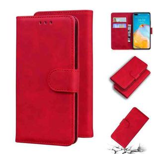 For Huawei P40 Skin Feel Pure Color Flip Leather Phone Case(Red)