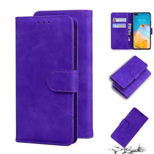 For Huawei P40 Skin Feel Pure Color Flip Leather Phone Case(Purple)