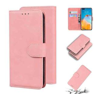 For Huawei P40 Pro Skin Feel Pure Color Flip Leather Phone Case(Pink)