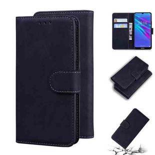 For Huawei Y6 2019 Skin Feel Pure Color Flip Leather Phone Case(Black)