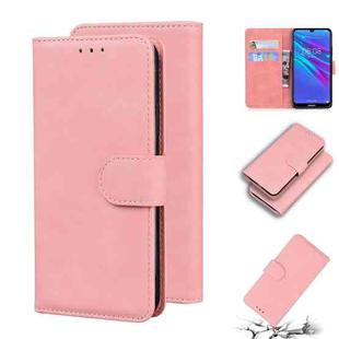 For Huawei Y6 2019 Skin Feel Pure Color Flip Leather Phone Case(Pink)