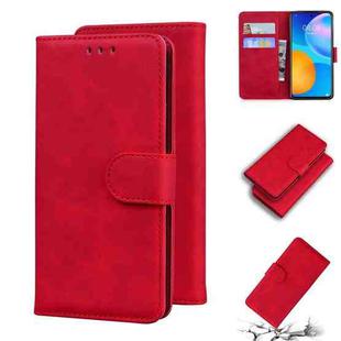 For Huawei P smart 2021 / Y7a Skin Feel Pure Color Flip Leather Phone Case(Red)