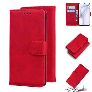 For Huawei P50 Skin Feel Pure Color Flip Leather Phone Case(Red)