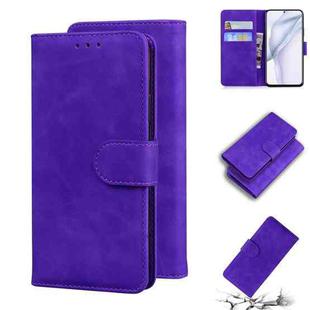 For Huawei P50 Skin Feel Pure Color Flip Leather Phone Case(Purple)