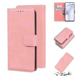 For Huawei P50 Pro Skin Feel Pure Color Flip Leather Phone Case(Pink)