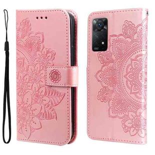 For Xiaomi Redmi Note 11 Pro 4G/Redmi Note 11 Pro 5G(Global)/Redmi Note 11E Pro 7-petal Flowers Embossing Pattern Horizontal Flip Leather Case(Rose Gold)
