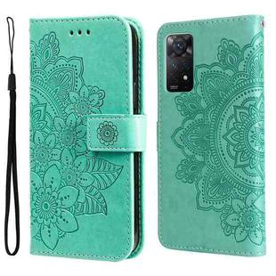 For Xiaomi Redmi Note 11 Pro 4G/Redmi Note 11 Pro 5G(Global)/Redmi Note 11E Pro 7-petal Flowers Embossing Pattern Horizontal Flip Leather Case(Green)