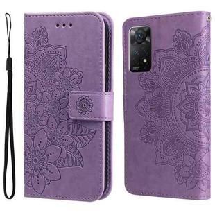 For Xiaomi Redmi Note 11 Pro 4G/Redmi Note 11 Pro 5G(Global)/Redmi Note 11E Pro 7-petal Flowers Embossing Pattern Horizontal Flip Leather Case(Light Purple)