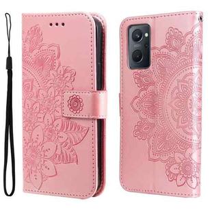 For OPPO Realme 9i / A36 4G / A76 4G(Global) 7-petal Flowers Embossing Pattern Horizontal Flip Leather Case(Rose Gold)