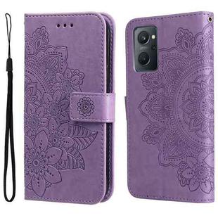For OPPO Realme 9i / A36 4G / A76 4G(Global) 7-petal Flowers Embossing Pattern Horizontal Flip Leather Case(Light Purple)