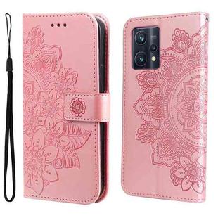 For OPPO Realme 9 Pro+ 7-petal Flowers Embossing Pattern Horizontal Flip Leather Case(Rose Gold)