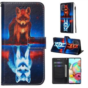 For Galaxy A71 Colored Drawing Pattern Plain Weave Horizontal Flip Leather Case with Holder & Card Slot & Wallet&Lanyard(Fox)