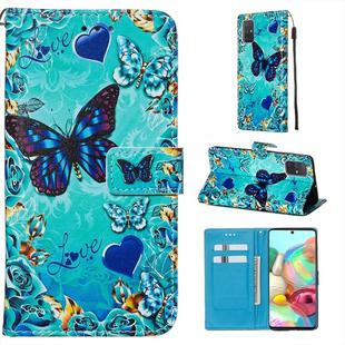 For Galaxy A71 Colored Drawing Pattern Plain Weave Horizontal Flip Leather Case with Holder & Card Slot & Wallet&Lanyard(Caring Butterfly)