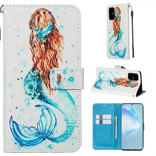 For Galaxy S20+ Colored Drawing Pattern Plain Weave Horizontal Flip Leather Case with Holder & Card Slot & Wallet&Lanyard(Mermaid)