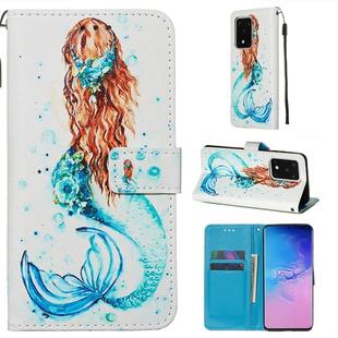 For Galaxy S20 Ultra Colored Drawing Pattern Plain Weave Horizontal Flip Leather Case with Holder & Card Slot & Wallet&Lanyard(Mermaid)