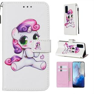 For Galaxy S20 Colored Drawing Pattern Plain Weave Horizontal Flip Leather Case with Holder & Card Slot & Wallet&Lanyard(Playful Pony)