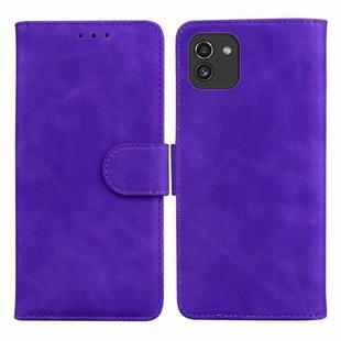 For Samsung Galaxy A03 164mm Skin Feel Pure Color Flip Leather Phone Case(Purple)