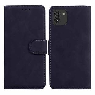 For Samsung Galaxy A03 164mm Skin Feel Pure Color Flip Leather Phone Case(Black)
