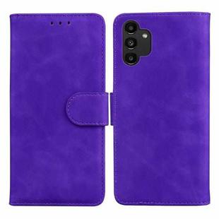 For Samsung Galaxy A13 4G Skin Feel Pure Color Flip Leather Phone Case(Purple)