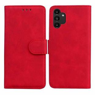 For Samsung Galaxy A13 4G Skin Feel Pure Color Flip Leather Phone Case(Red)