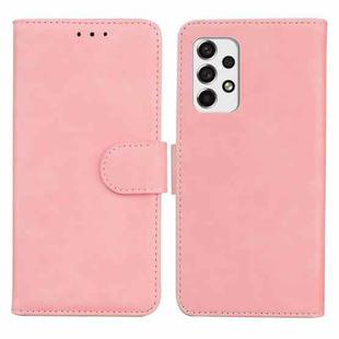 For Samsung Galaxy A33 5G Skin Feel Pure Color Flip Leather Phone Case(Pink)