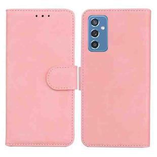 For Samsung Galaxy M52 5G Skin Feel Pure Color Flip Leather Phone Case(Pink)