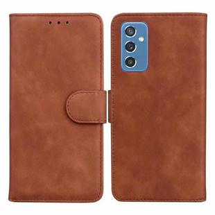 For Samsung Galaxy M52 5G Skin Feel Pure Color Flip Leather Phone Case(Brown)