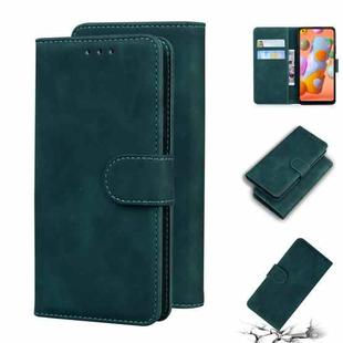 For Samsung Galaxy A11 EU Version Skin Feel Pure Color Flip Leather Phone Case(Green)