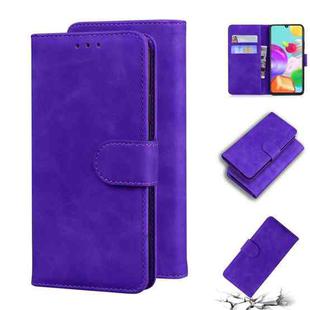 For Samsung Galaxy A41 Skin Feel Pure Color Flip Leather Phone Case(Purple)