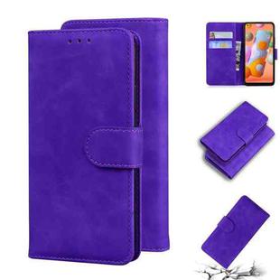 For Samsung Galaxy M11 EU Version Skin Feel Pure Color Flip Leather Phone Case(Purple)