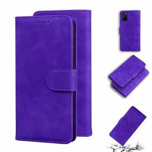 For Samsung Galaxy A03s 164.2mm Skin Feel Pure Color Flip Leather Phone Case(Purple)