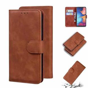 For Samsung Galaxy A10e / A20e Skin Feel Pure Color Flip Leather Phone Case(Brown)