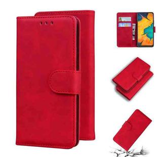 For Samsung Galaxy A20 / A30 Skin Feel Pure Color Flip Leather Phone Case(Red)