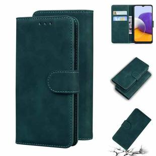 For Samsung Galaxy A22 5G Skin Feel Pure Color Flip Leather Phone Case(Green)